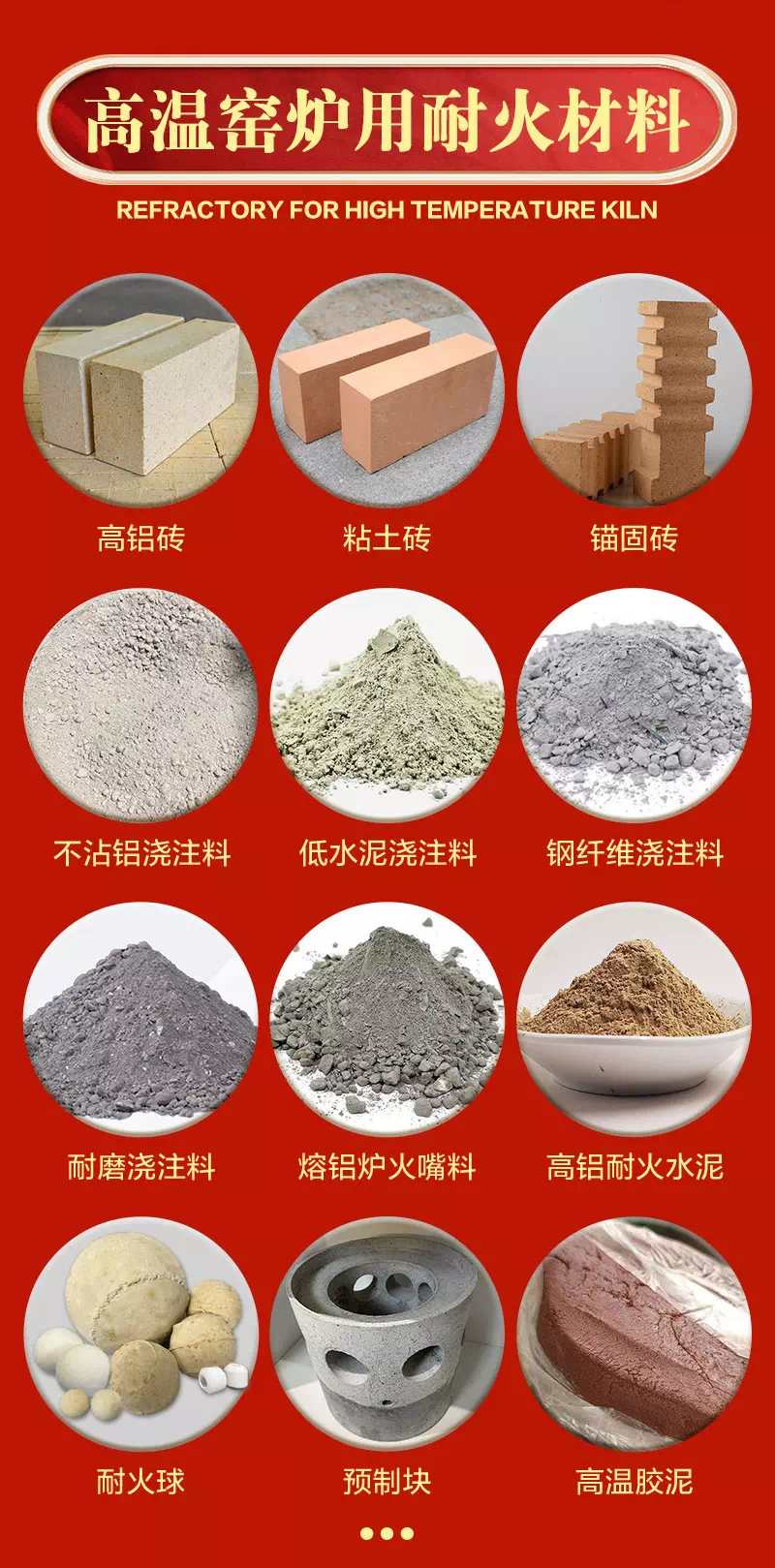 高溫窯爐用耐火材料